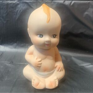 Baby Doll Bisque Baby Powder Shaker with Diaper and Orange Hair Vintage Kewpie